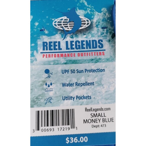 Reel Legends Performance Outfitters Cargo Shorts UPF 50 Money Blue Small - New - Picture 7 of 13